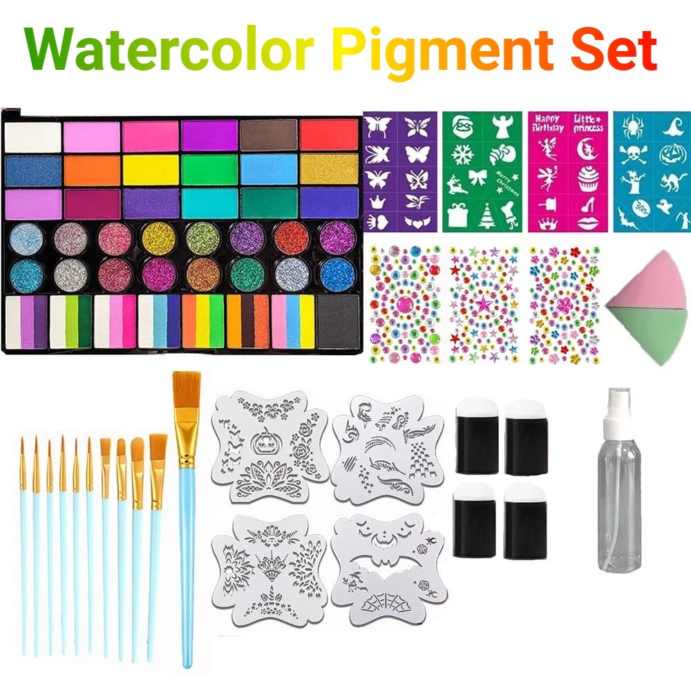 Watercolor Paint Set Solid Pigment - Zestaw 42 farb akwarelowych, żywe kolory,