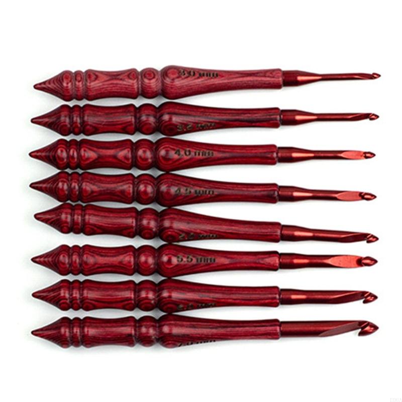 Wooden Crochet Hooks Ergonomic Handle - 8 szt. Szydełko z drewnianym uchwytem