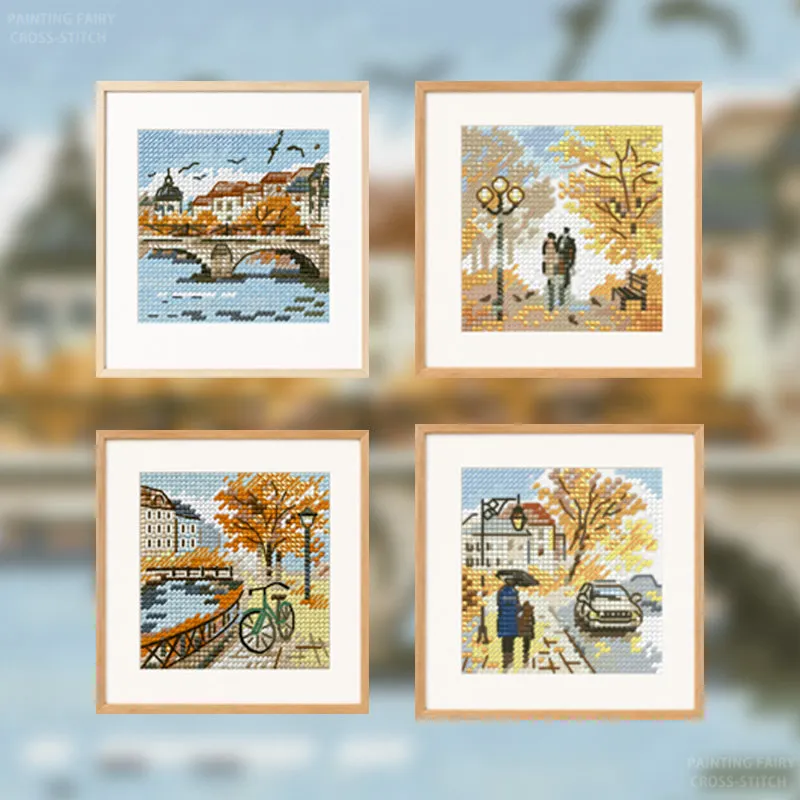 Cross Stitch Stamped Kits Beginners - [Seria CC-City Autumn] Zestaw do haftu