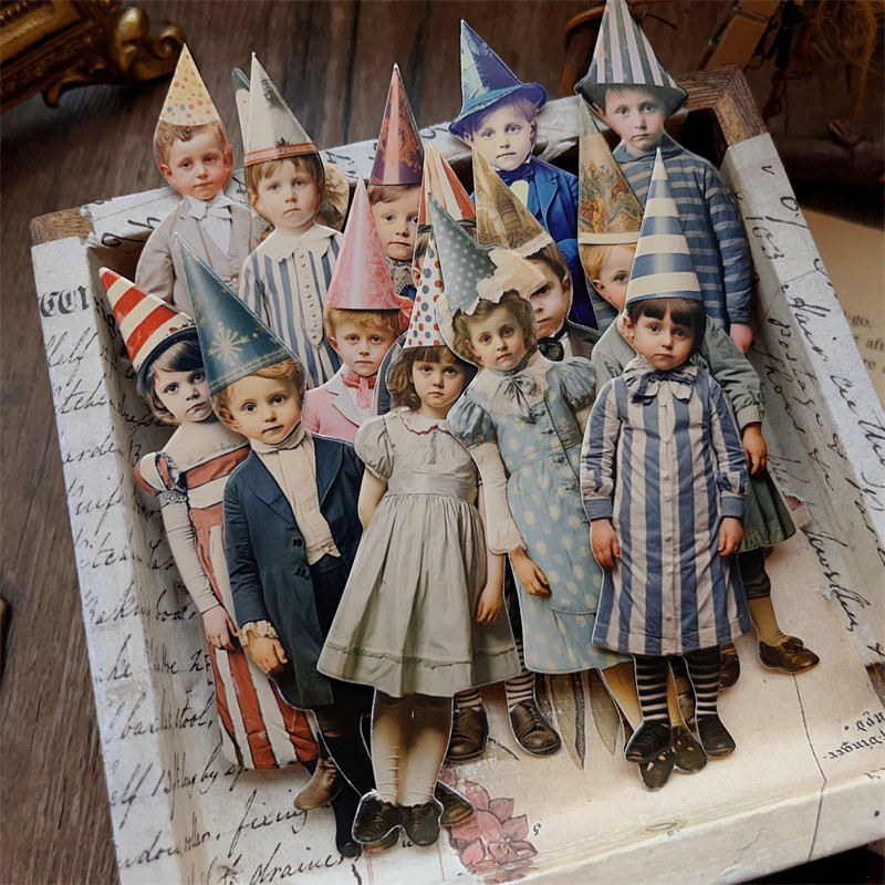 Vintage Junk Journal Scrapbooking Paper - 15 szt. Vintage Klaun Party Dziecięce