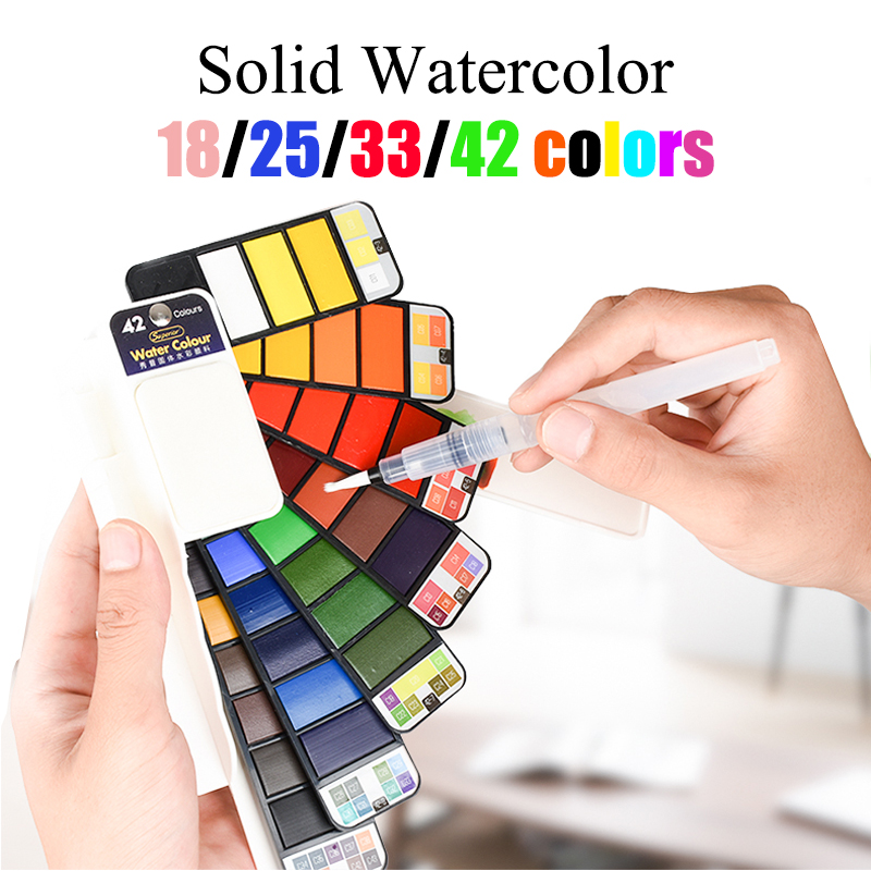 Watercolor Paint Set Solid Pigment - 18/25/33/42 kolory solidny zestaw akwarelowy Whirl