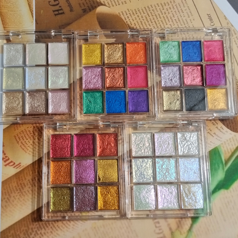 Watercolor Paint Set Solid Pigment - 9 kolor Nail Solid Pigment Aurora