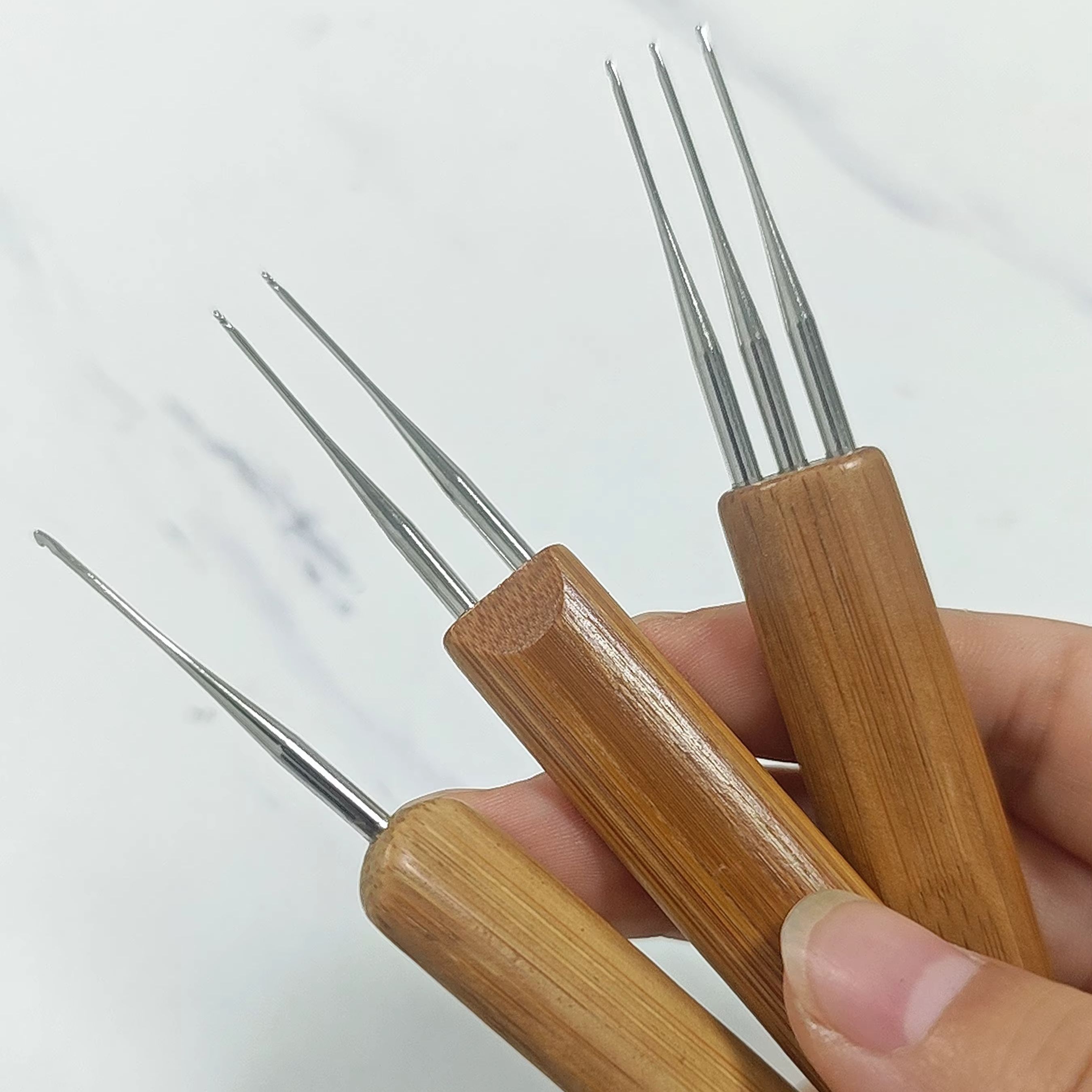 Wooden Crochet Hooks Ergonomic Handle - Ergonomiczne szydełka z bambusową drewnianą rączką,