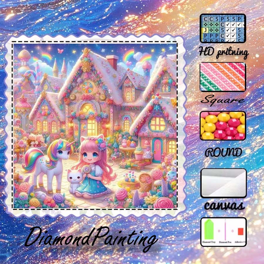 5D Diamond Painting Kit Full Drill - 1 sztuka tkaniny flokowanej 5D DIY,