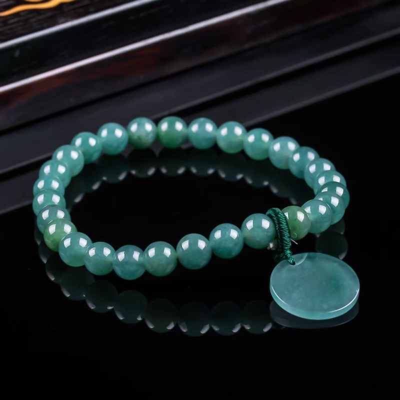 Beading - Naturalny Jadeit Niebieski Wodny Bransoletka z