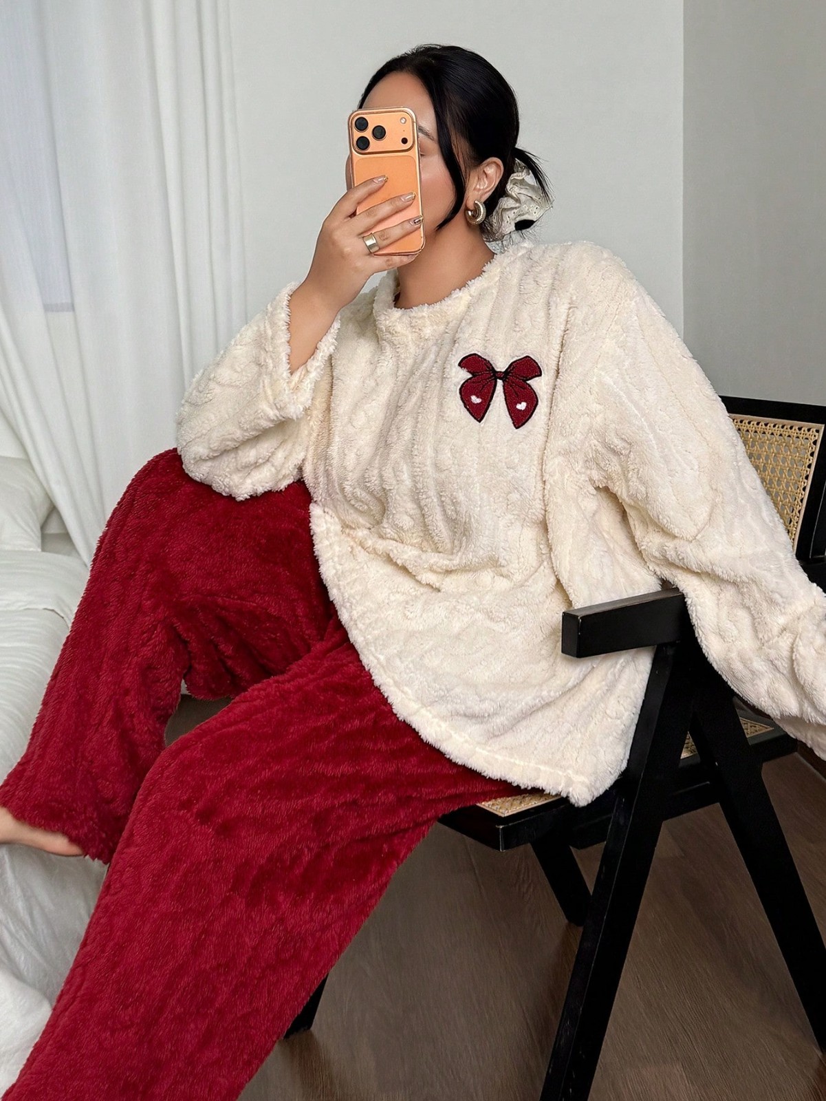 Embroidery - Damskie piżamy plus size 1XL-5XL na