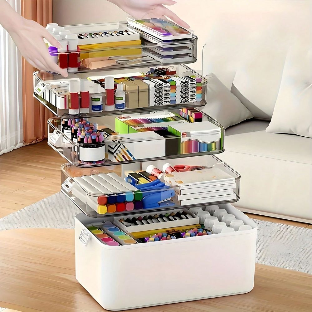 Sewing - Przezroczysty wielowarstwowy organizer na leki, przenośny