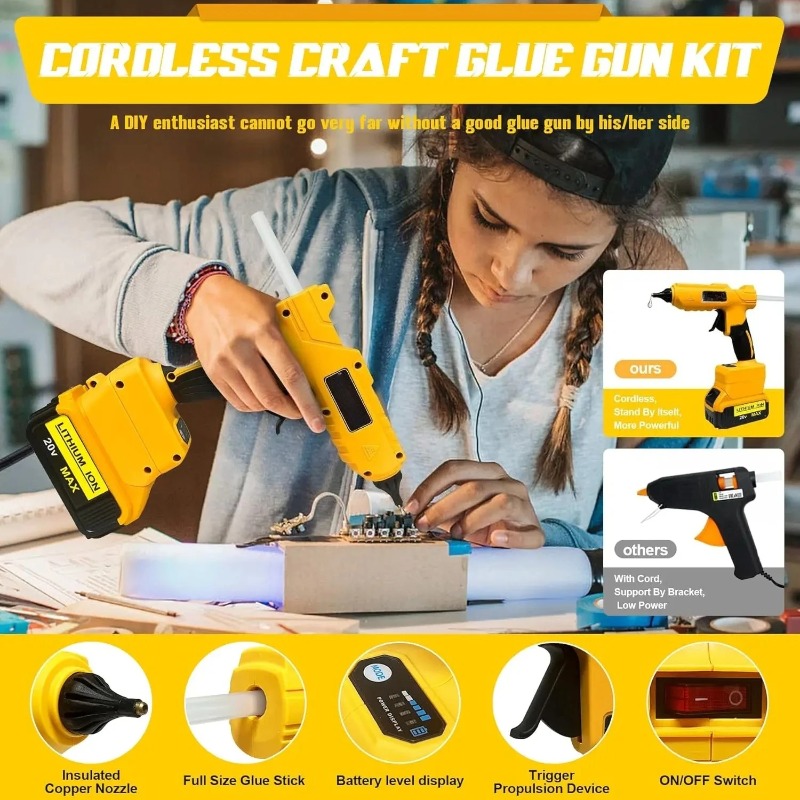 Oryginalny bezprzewodowy elekt – Hot Melt Glue Gun Cordless recenzja i cena