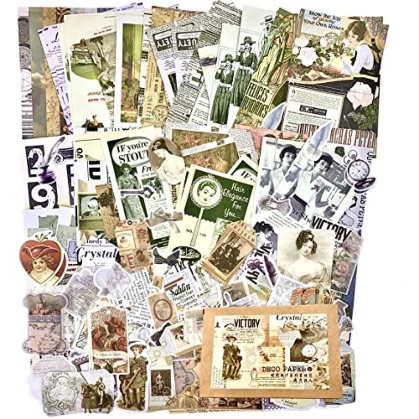 Naklejki Vintage do Journaling – Vintage Junk Journal Scrapbooking Paper recenzja i cena