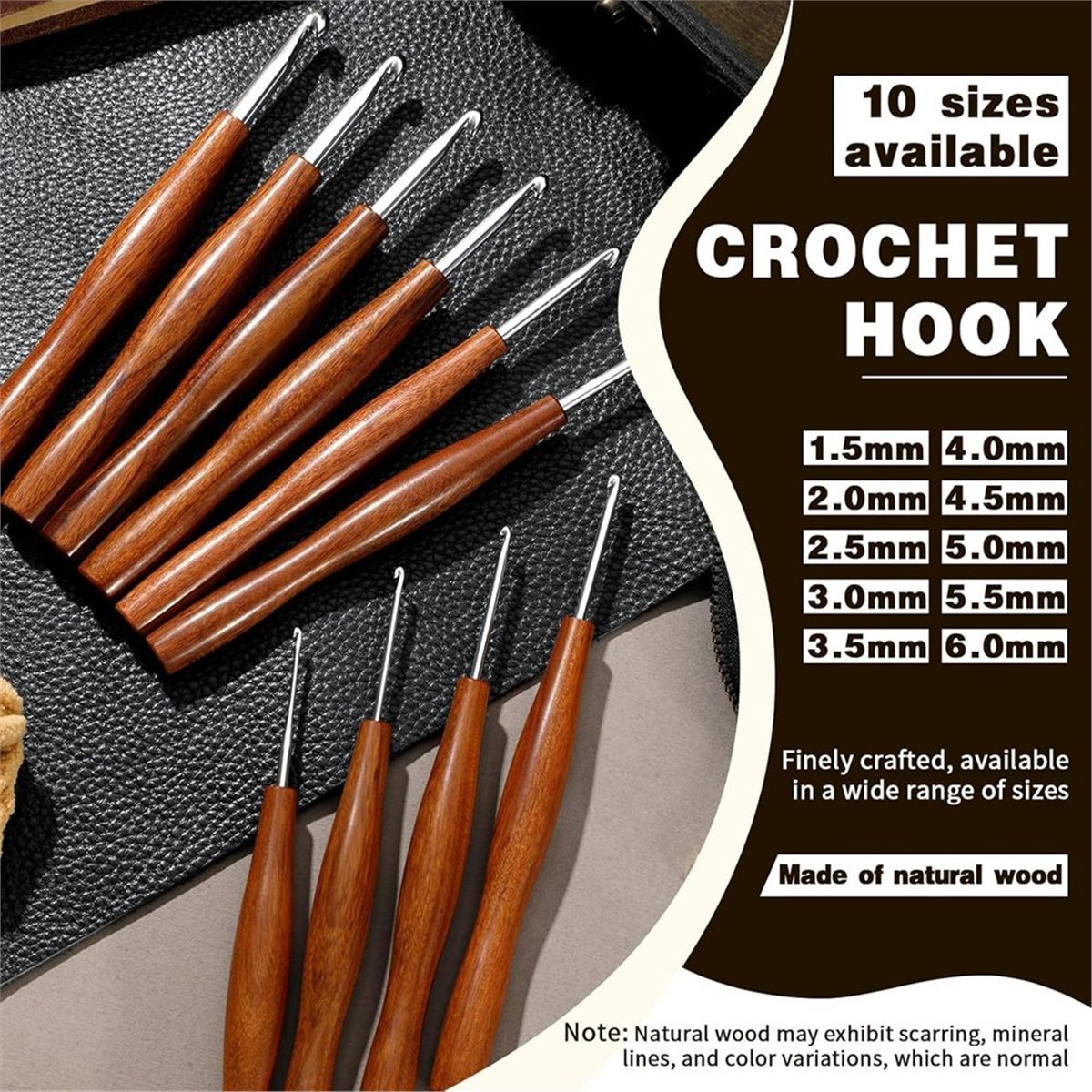 AT16 5 szt. Szydełka do robóte – Wooden Crochet Hooks Ergonomic Handle recenzja i cena