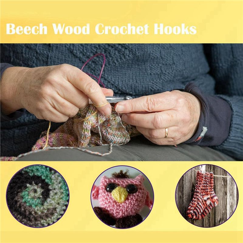 SEWS-80 szt. drewnianych szyde – Wooden Crochet Hooks Ergonomic Handle recenzja i cena