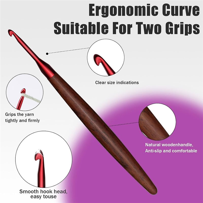 A59Z - Ergonomiczne drewniane  – Wooden Crochet Hooks Ergonomic Handle recenzja i cena