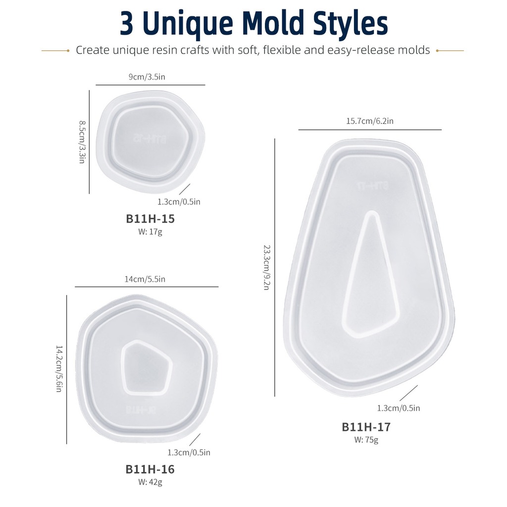 3 szt. Nieregularne formy sili – Silicone Epoxy Resin Molds Set recenzja i cena