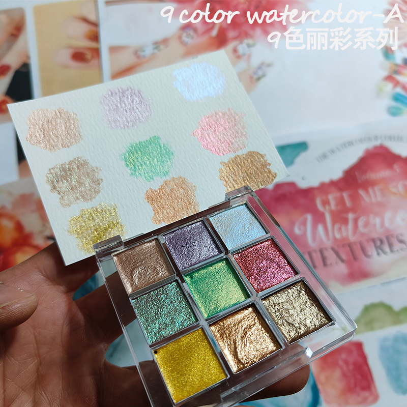 9 kolor Nail Solid Pigment Aur – Watercolor Paint Set Solid Pigment recenzja i cena